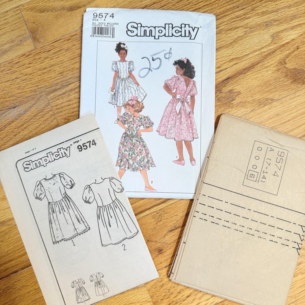 Vintage‎ Simplicity 9574 Sewing Pattern Girls Dresses Size 7 8 10 12 14 Uncut